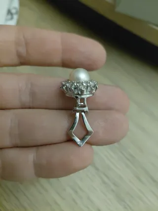 Pendientes de plata con perla y circonitas