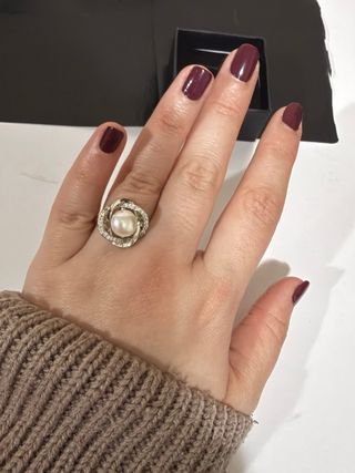 Anillo Plata Perla y Circonitas Ajustable