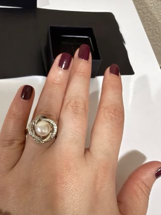 Anillo Plata Perla y Circonitas Ajustable