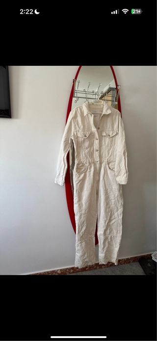 Mono peto vaquero denim crema/blanco XL