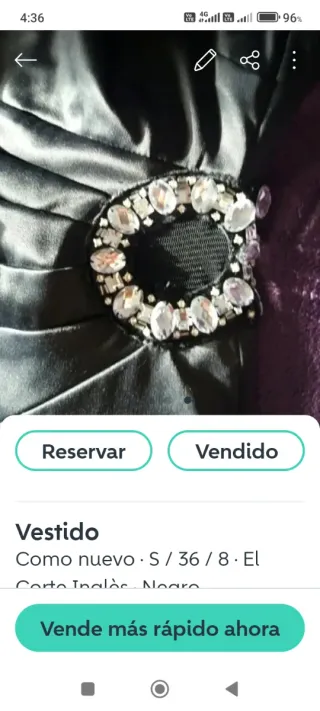 Vestido negro El Corte Inglés Talla S