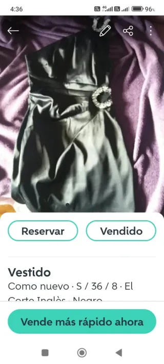 Vestido negro El Corte Inglés Talla S