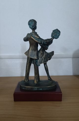 Figura Baile Pareja Vintage Años 80 Bronce