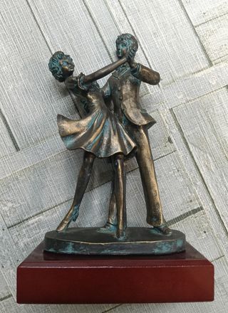 Figura Baile Pareja Vintage Años 80 Bronce