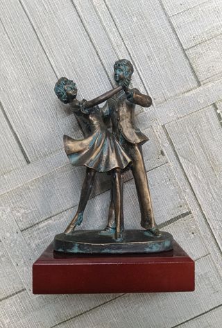 Figura Baile Pareja Vintage Años 80 Bronce