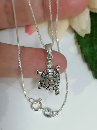 Colgante Tortuga con cadena Plata de Ley 925