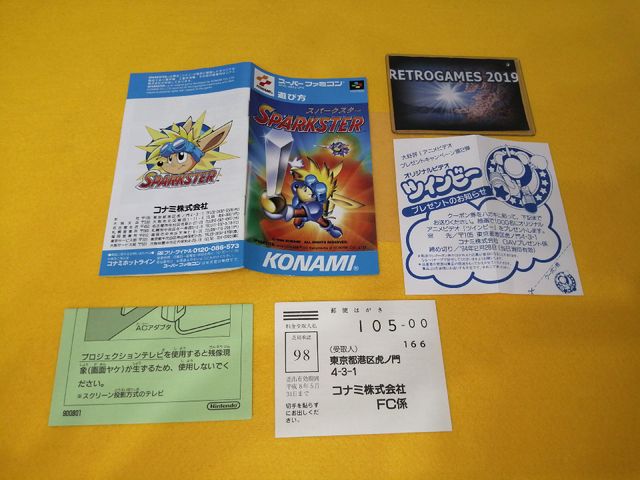 Sparkster NINTENDO SUPER FAMICOM SFC REG CARD