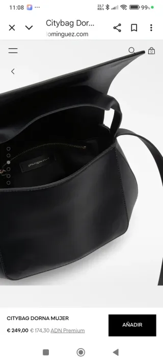 Bolso Adolfo Dominguez Piel Negro, solo 2 usos.