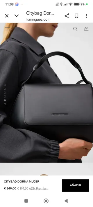 Bolso Adolfo Dominguez Piel Negro, solo 2 usos.