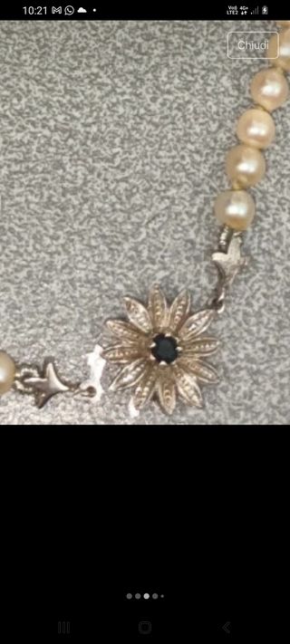 Collana perle giapponesi oro 18k e zaffiro