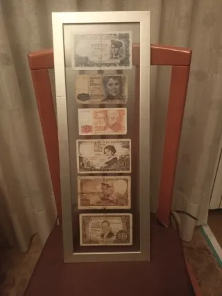 Cuadro Billetes Pesetas Antiguas