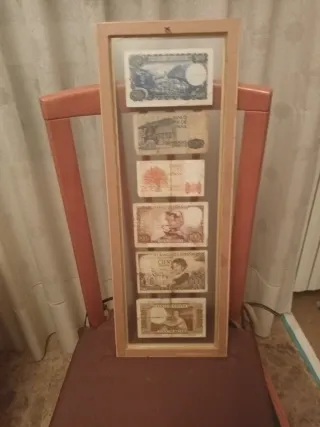 Cuadro Billetes Pesetas Antiguas