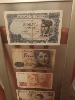 Cuadro Billetes Pesetas Antiguas