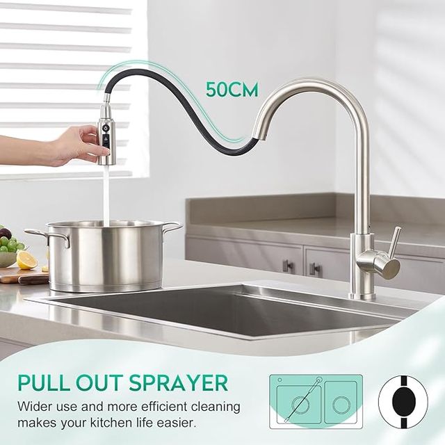 Torneira CREA cozinha 3 vias Aço Inox. Escovado