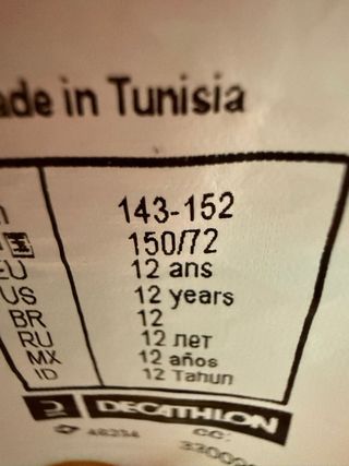 Camiseta térmica esquí Decathlon talla 12