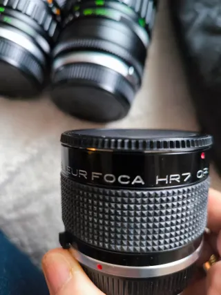 Cámara analógica Olympus OM10  3 objetivos y flash