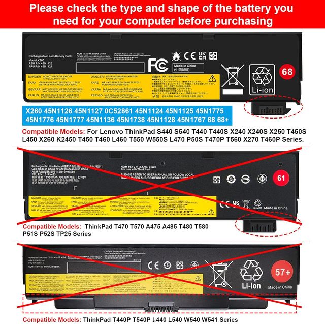 Bateria ASUNCELL 11.4V 24Wh para Lenovo ThinkPad L450