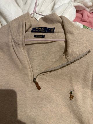 Sudadera Ralph Lauren Beige Media Cremallera Talla