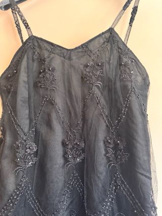 Vestido fiesta pedrería negro Talla M