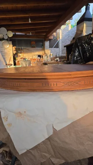 Mesa redonda extensible madera maciza restaurada