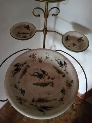 Lavabo lavamano in metallo e ceramica con specchio