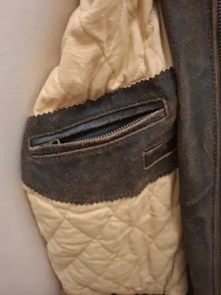 Giacca Pelle Vintage Marrone Verde Militare