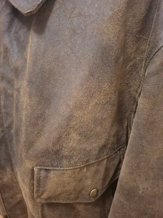 Giacca Pelle Vintage Marrone Verde Militare