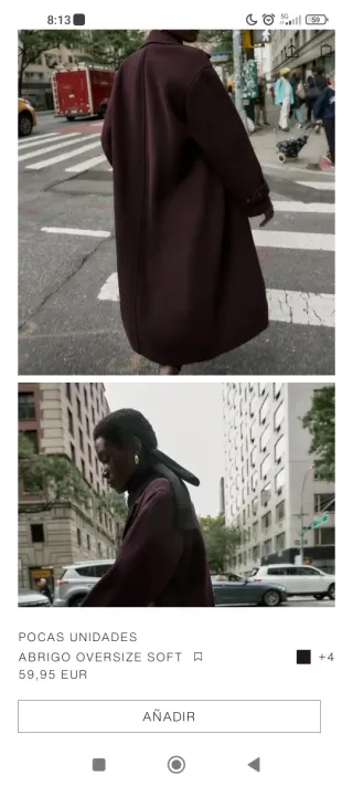 Abrigo oversize Zara marrón es talla M pero real L