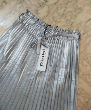 Gonna nuova plissettata argento taglia unica sexy