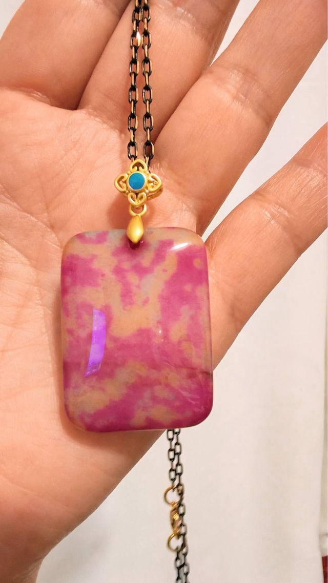 Collar Ágata Rosa y Dorado natural