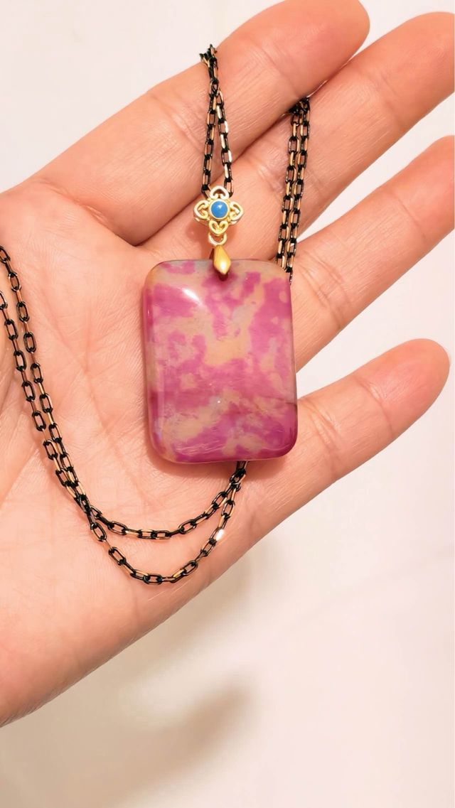 Collar Ágata Rosa y Dorado natural