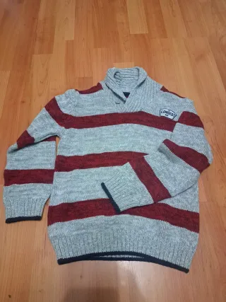 Jersey niño rayas gris y rojo