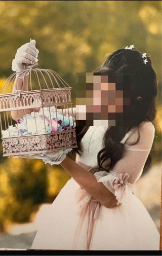 Vestido de Comunión Blanco y Rosa