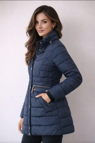 Abrigo acolchado mujer azul talla S Marca Alemana