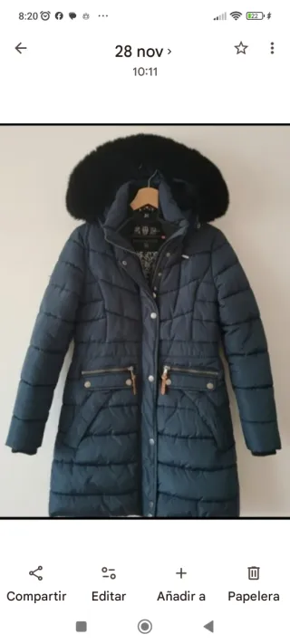 Abrigo acolchado mujer azul talla S Marca Alemana