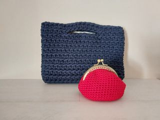 Bolso clucth nuevo crochet azul marino