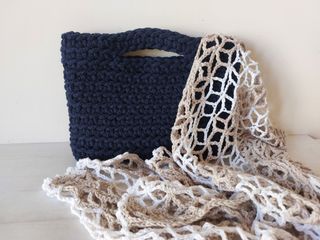 Bolso clucth nuevo crochet azul marino