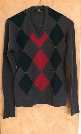 Maglione Latte e Miele ,rombi grigio/verde M