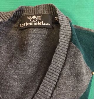 Maglione Latte e Miele ,rombi grigio/verde M