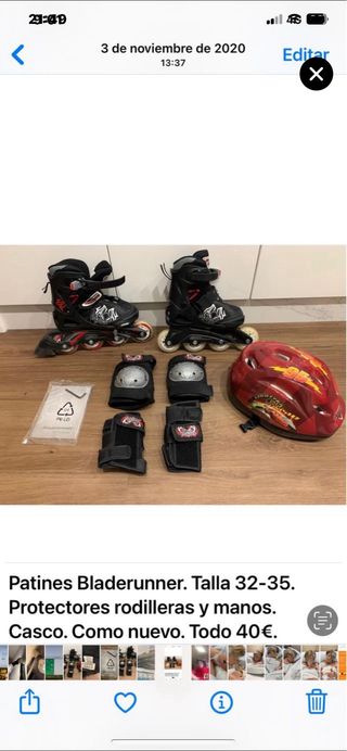 Patines Bladerunner Talla 32-35 + Protecciones