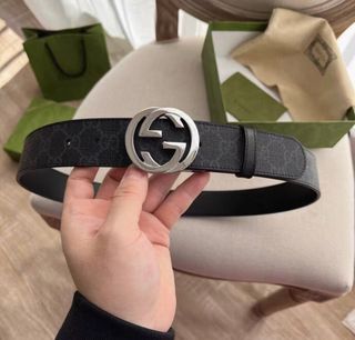 Cinturón Gucci Plata Flores Negras