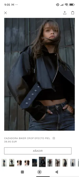 Cazadora Biker Crop Efecto Piel Zara