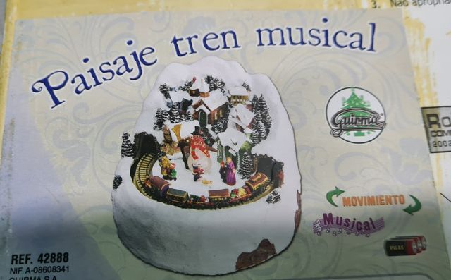 Paisaje Navideño Tren Musical Pueblo Nieve Navidad