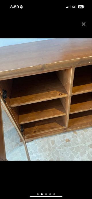 Mueble TV madera y cristal