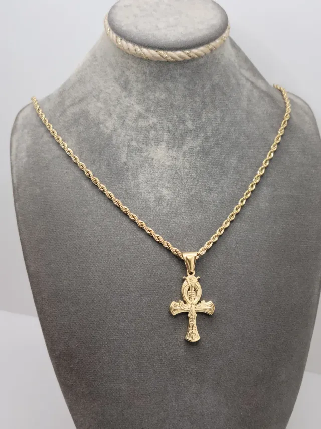 Collar Cruz Egipcia Ankh Dorado