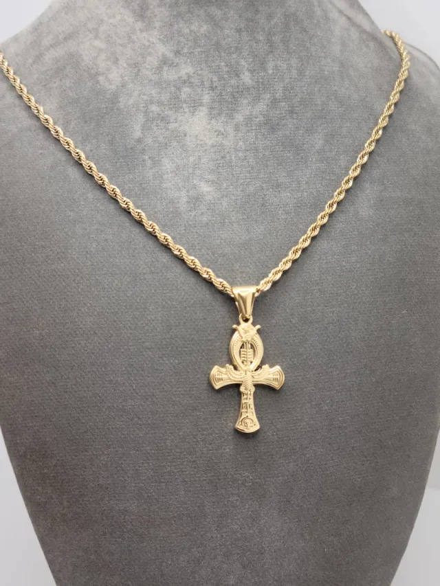 Collar Cruz Egipcia Ankh Dorado