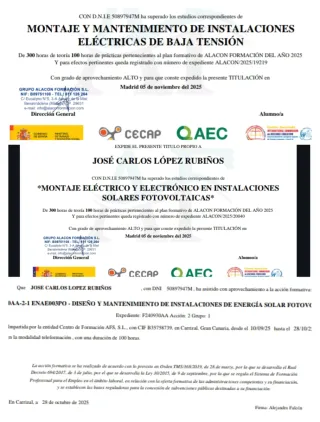 Electricista Profesional, titulado