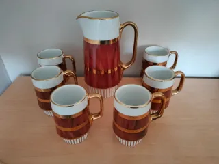 Set brocca e bicchieri da birra vintage