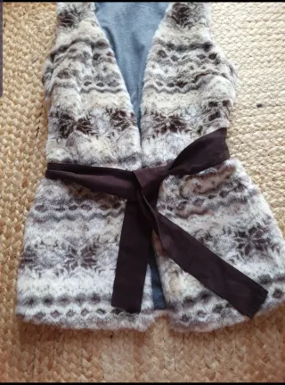 Chaleco pelo mujer beige y marrón