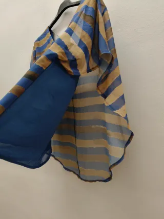 Blusa a righe beige e blu Taglia S/M